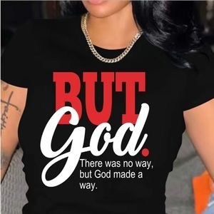 NEW 2X “BUT GOD” WOMEN BLACK SHORT SLEEVE T-SHIRT